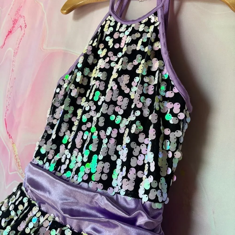 Weissman 12478 Purple Black Sequin Dance Costume Jazz Tap Ballet Musical Theater